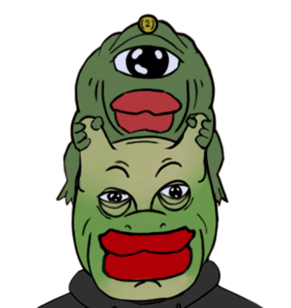 Groyd - the iconic meme frog with Ni on his head